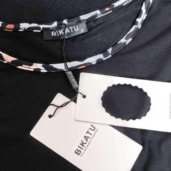 BK Animal Print Trim Cold Shoulder Tee - Picture 6 of 7